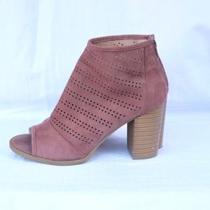 Report mauve faux suede peep toe booties